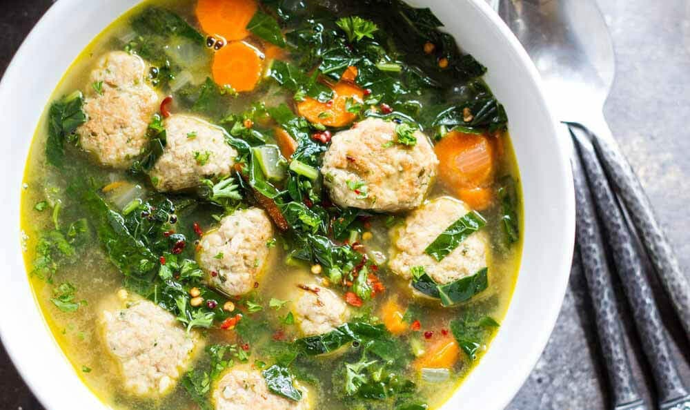 Turkey meatball kale soup
